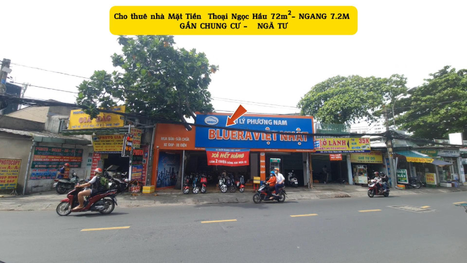 Cho thuê nhà Mặt Tiền Thoại Ngọc Hầu  72m² - NGANG 7.2M