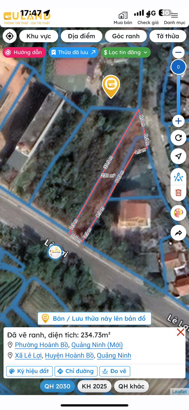 Bán đất 234.7m² giá 2.1 tỷ Phường Hoành Bồ