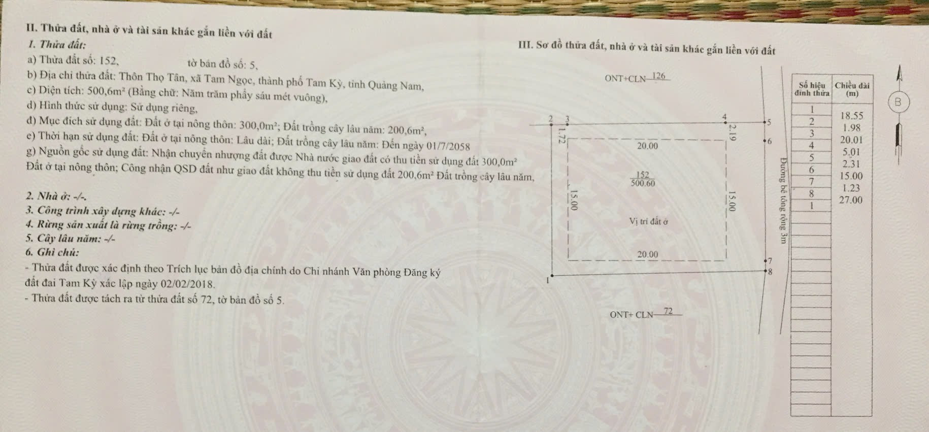 Bán đất 500m² ngang 18m giá 1.2 tỷ Phường Hương Trà