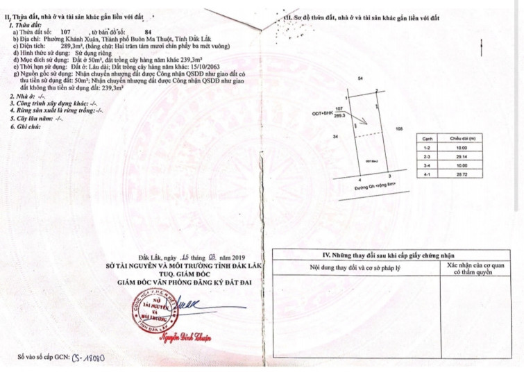 Bán đất 289.3m² 2 tỷ tại Phường Khánh Xuân Thành phố Buôn Ma Thuột