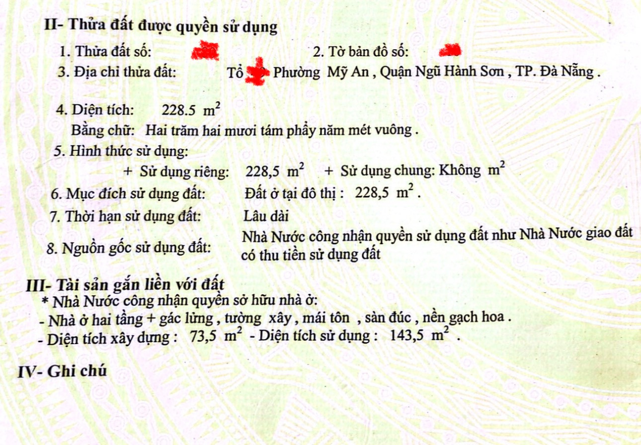 Đất,  Nhà 2 tầng, Mỹ Đa Đông 12, ngang 12m,H: Nam, 229m2/25 tỷ