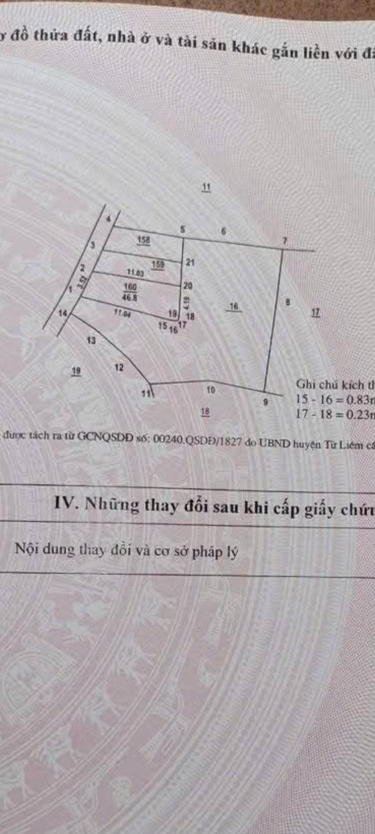 Bán đất Đại Cát, Liên Mạc, Bắc Từ Liêm, 46.8m2, mặt tiền 3.5m, giá 4.4 tỷ