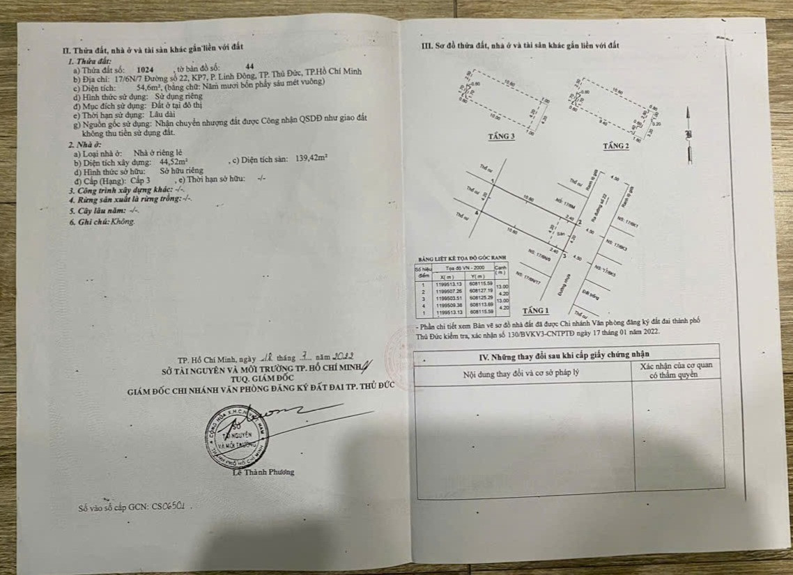Nhà Đất 17/6N/7 đường số 22 Linh Đông Quận Thủ Đức