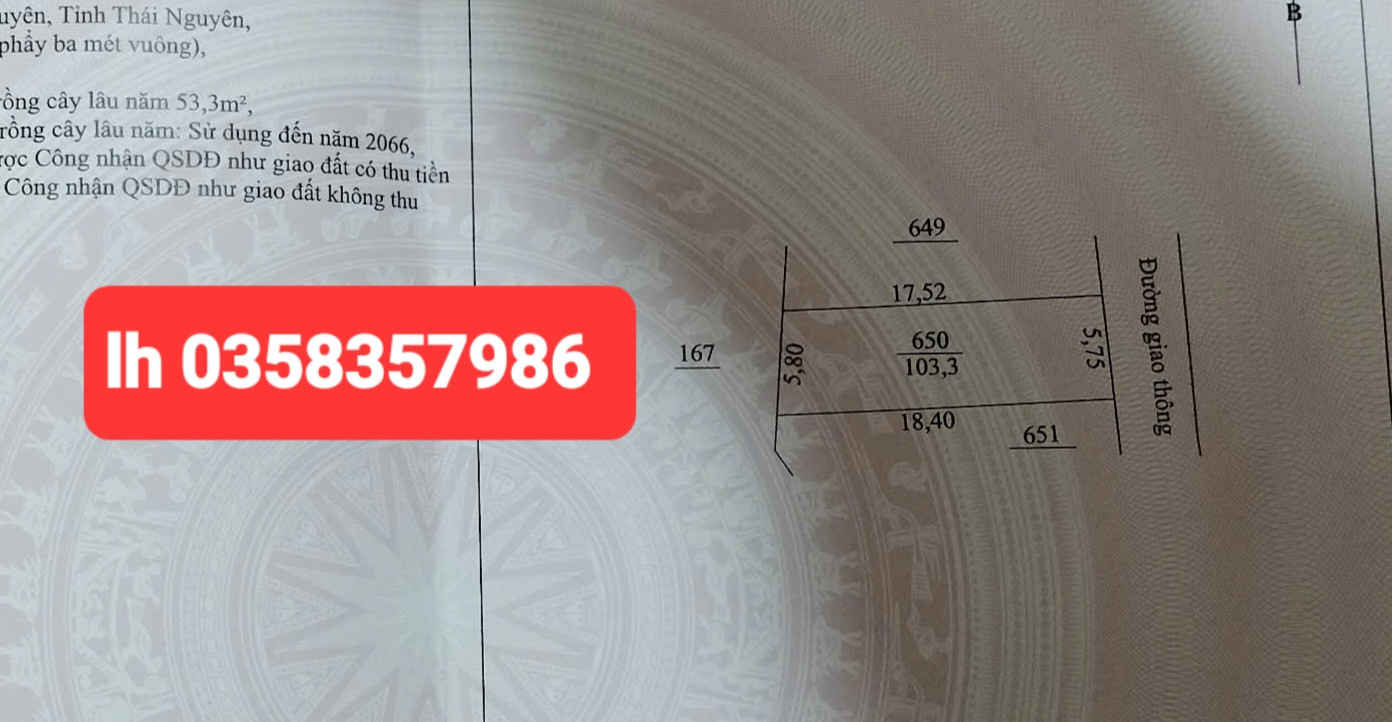Bán đất 103.3m² ngang 5.8m giá 1.5 tỷ Phường Linh Sơn