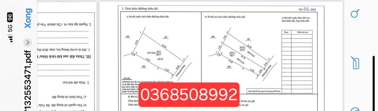 Bán đất 201m² ngang 5,45m giá 1.3 tỷ Phường Linh Sơn