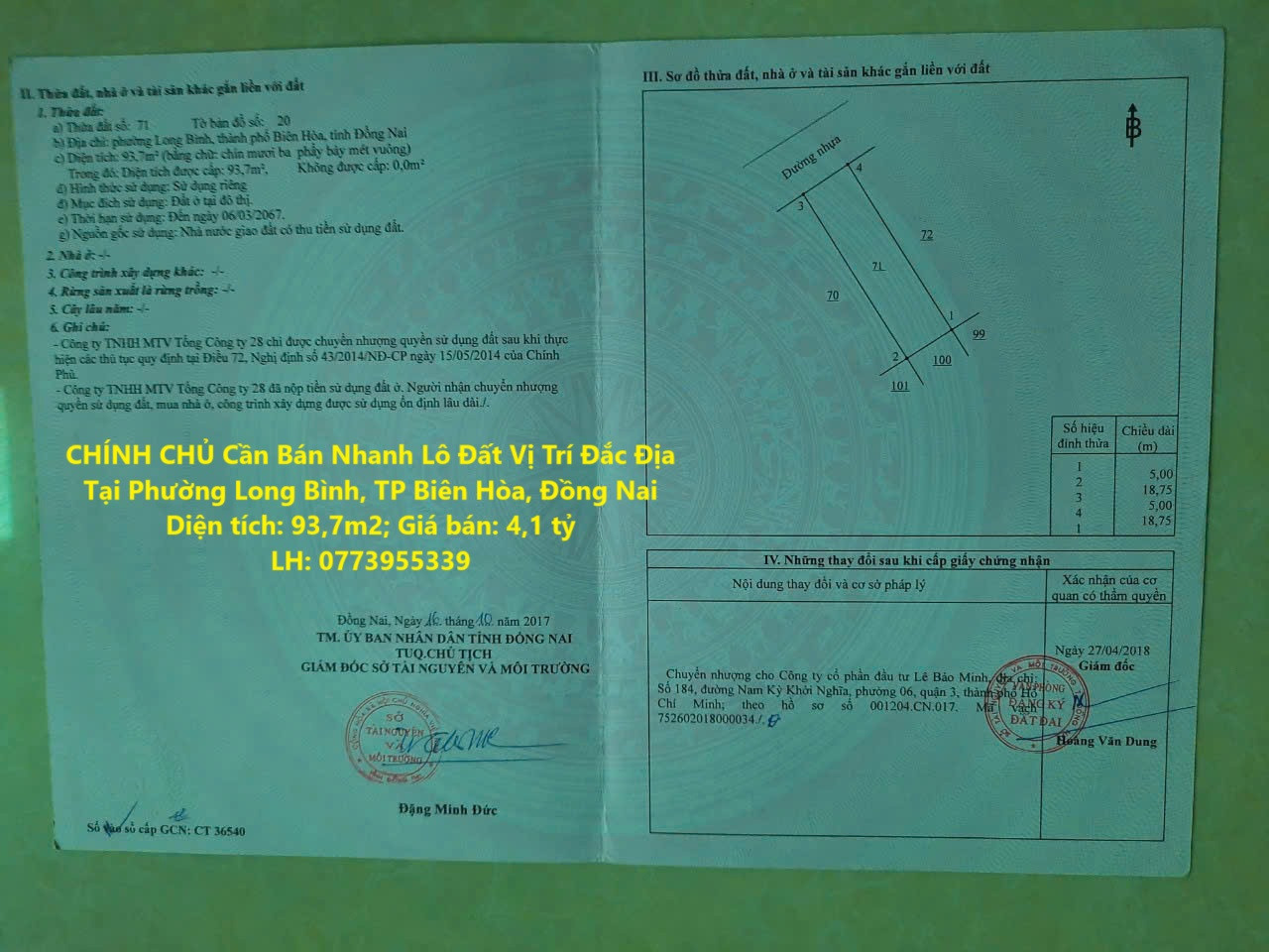 CHÍNH CHỦ Cần Bán Nhanh Lô Đất Vị Trí Đắc Địa Tại Phường Long Bình, TP Biên Hòa, Đồng Nai