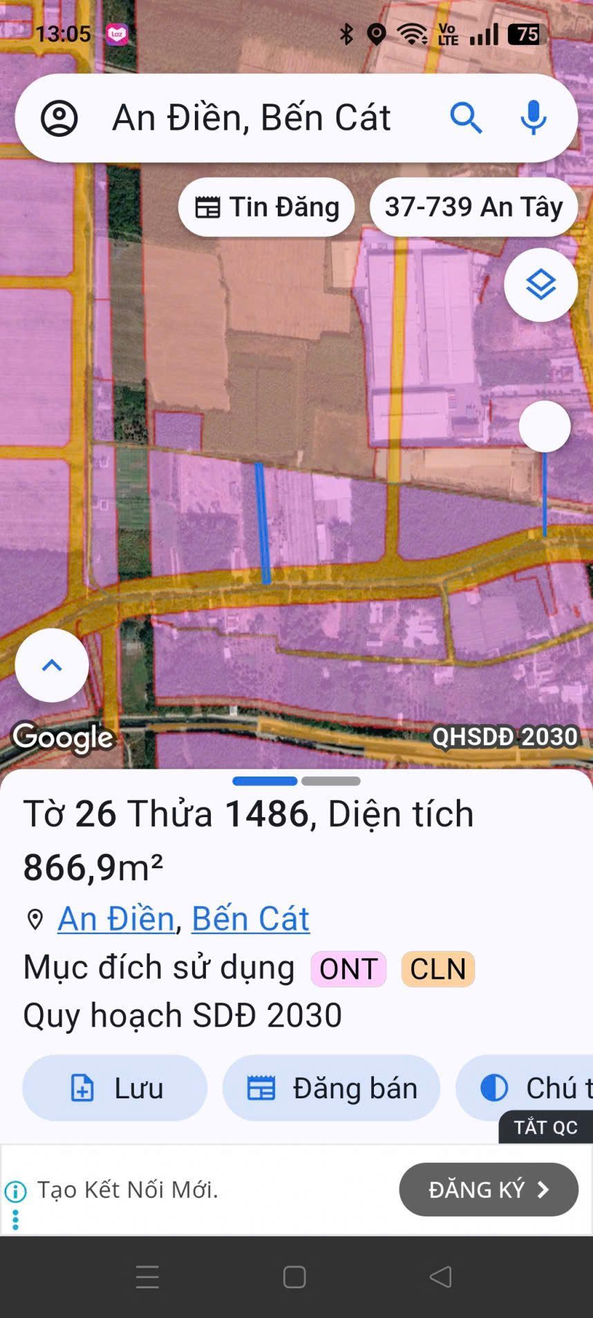 Bán đất 866.9m² có sẵn 100m² thổ cư giá 2.3 tỷ tại Phường Long Nguyên