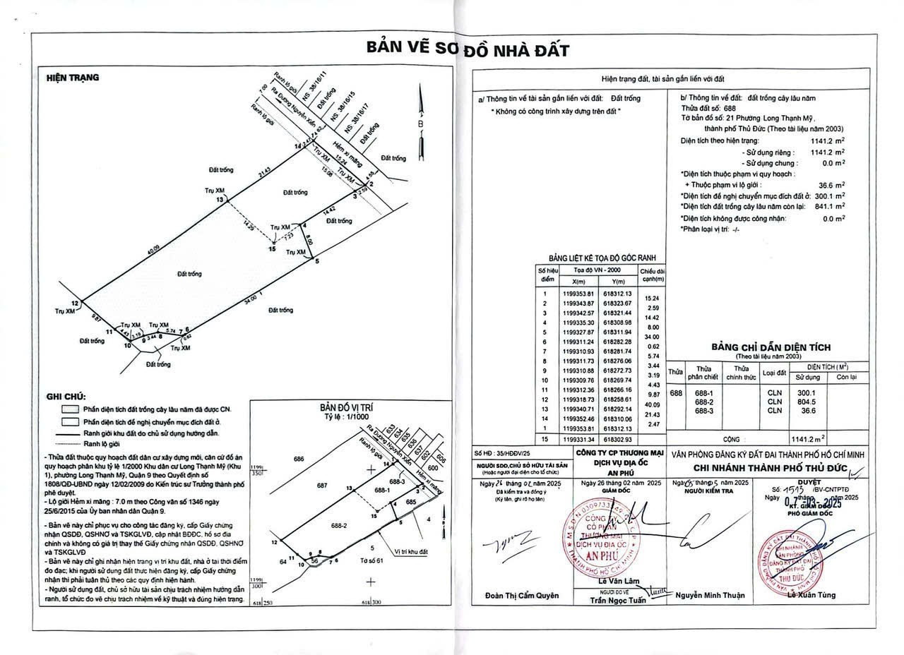 Bán đất 1157.9m² 22 tỷ tại Phường Long Thạnh Mỹ Quận 9