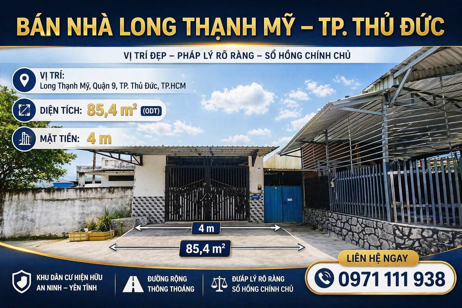 Nhà đẹp Long Thạnh Mỹ, Quận 9, TP. Thủ Đức – mặt tiền 4m – pháp lý rõ ràng