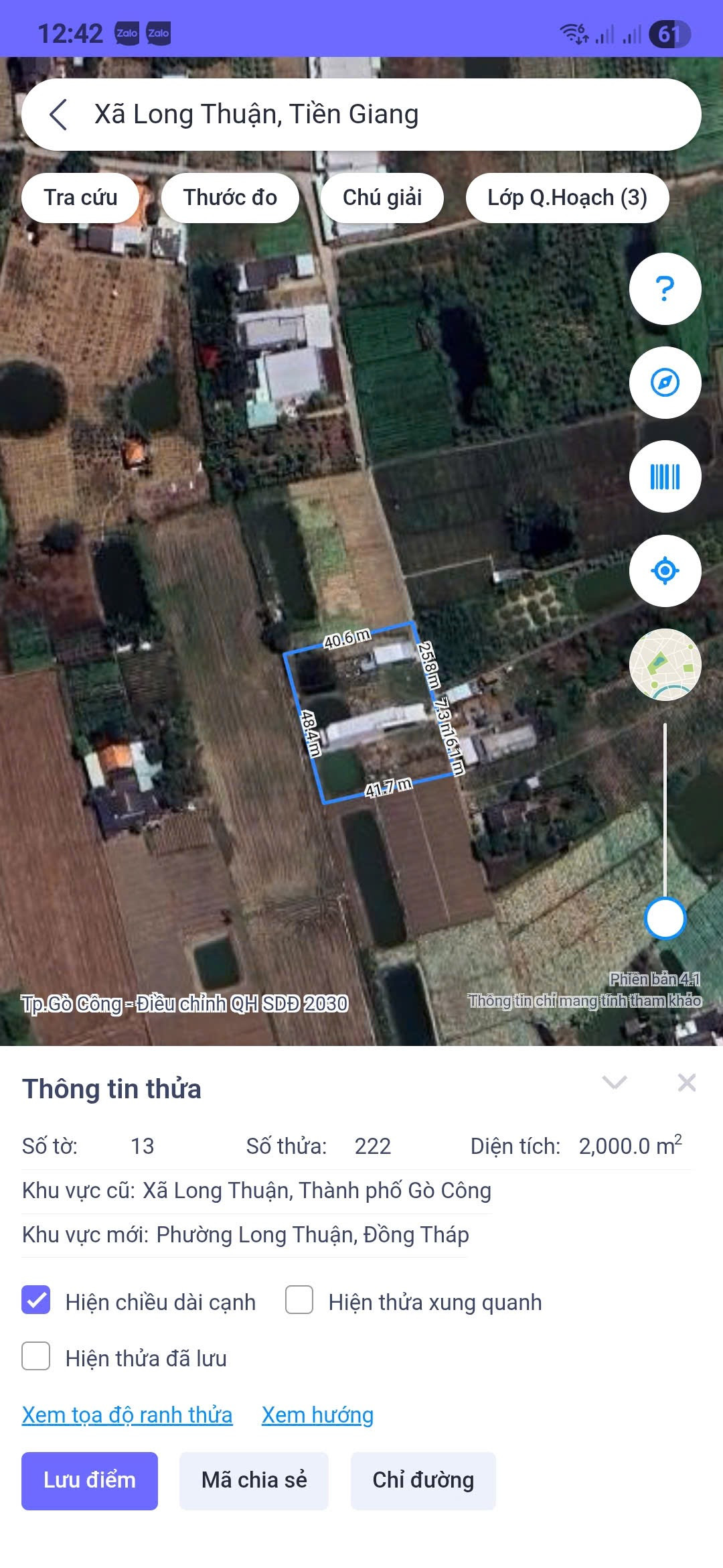 Bán đất 205m² có sẵn 100m² thổ cư ngang 5m giá 500 triệu tại Phường Long Thuận