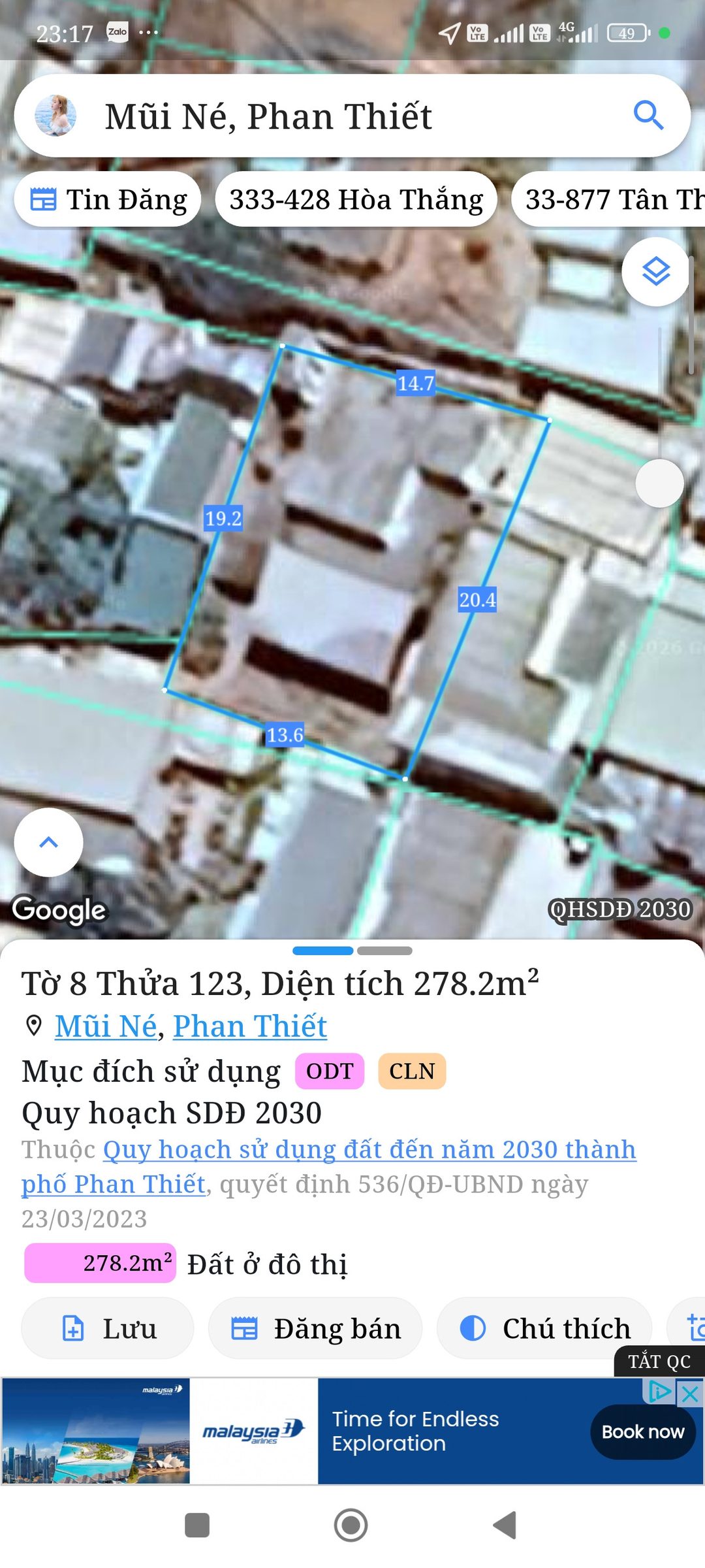 Bán đất 278.2m² full thổ cư ngang 16m giá 2.5 tỷ tại Phường Mũi Né