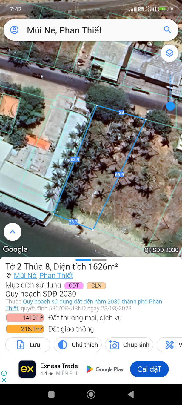 Bán đất 1626m² 40 tỷ tại Phường Mũi Né Thành phố Phan Thiết