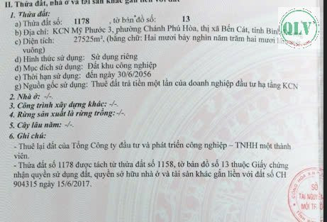 BÁN ĐẤT CÔNG NGHIỆP – KCN MỸ PHƯỚC 3, BẾN CÁT, BÌNH DƯƠNG – 14 HA