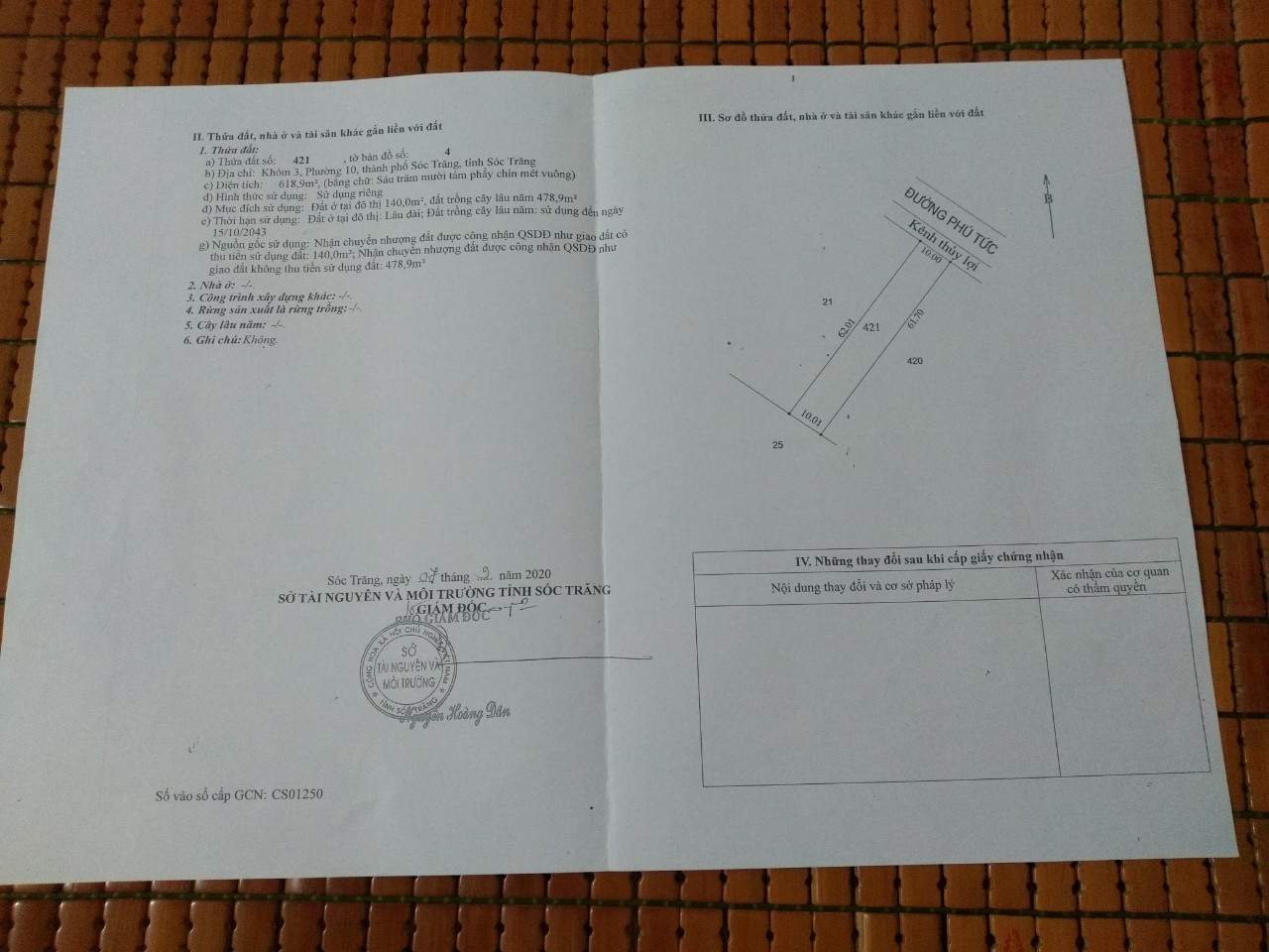 Bán đất Đường Phú Tức 618.9m² ngang 10m giá 2.2 tỷ Phường Mỹ Xuyên, TP Cần Thơ