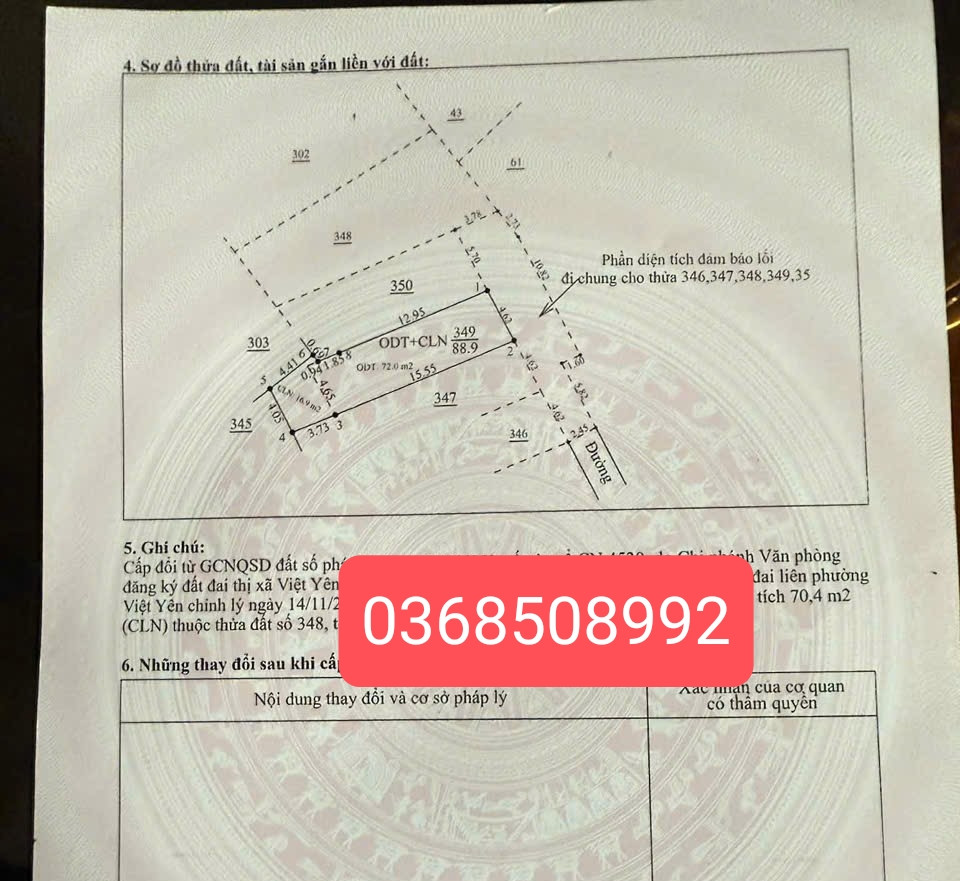 Bán đất 88,9m² ngang 4,6m giá 1.9 tỷ Phường Nếnh
