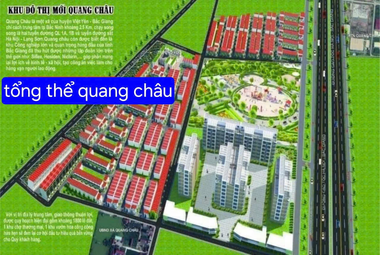 Bán 72m đất đồng lớn quang châu bắc giang dãy F1. Trung tâm thủ phủ khu công nghiệp quang châu. Phường nếnh bắc ninh
