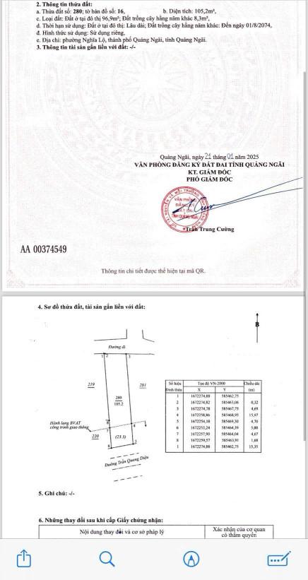 Bán đất 105m² 2.85 tỷ tại Phường Nghĩa Lộ Thành phố Quảng Ngãi