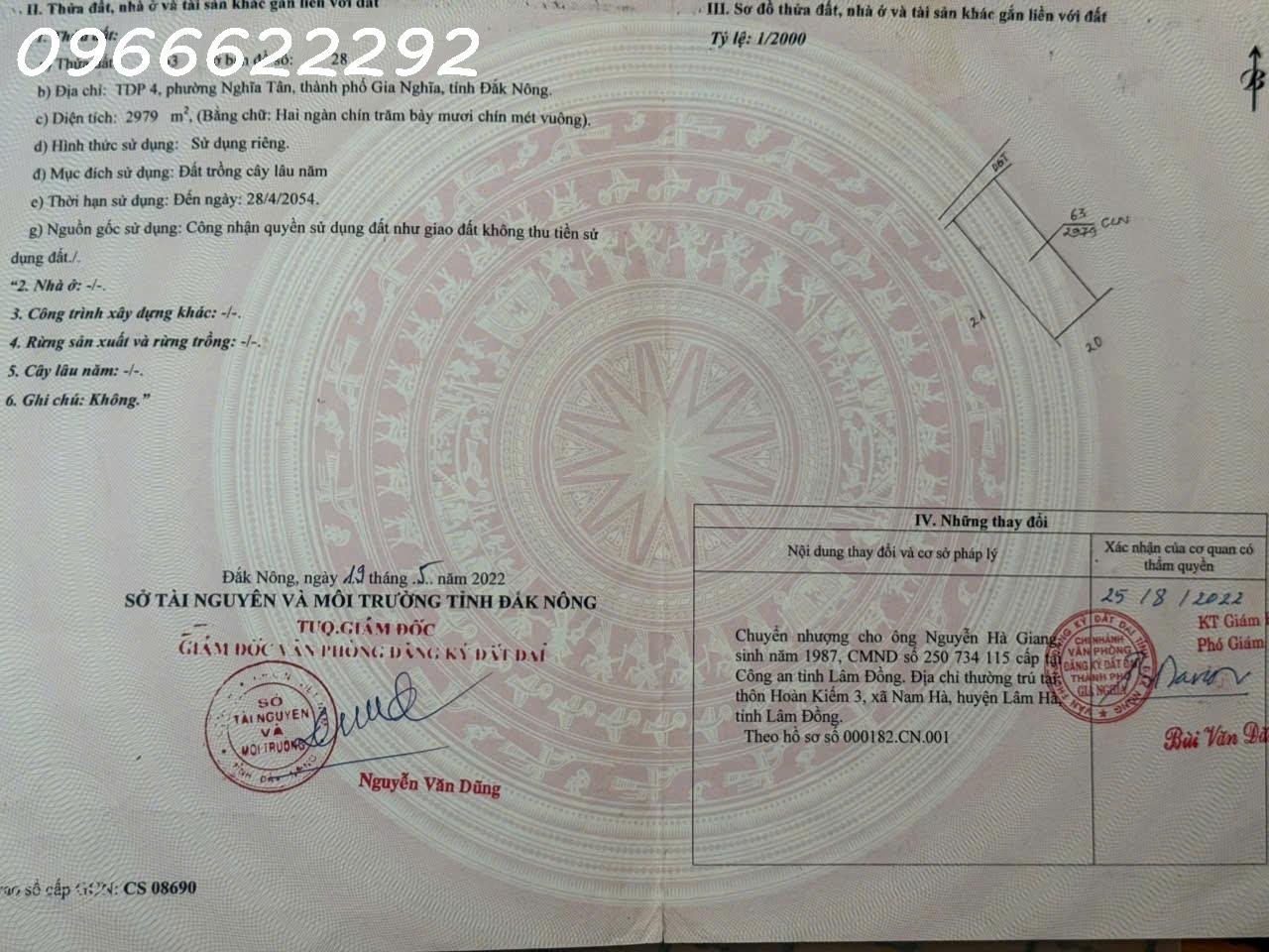 Chính chủ cần bán lô đất 2.979m2 tại Phường Nghĩa Tân, TP. Gia Nghĩa, Đắk Nông