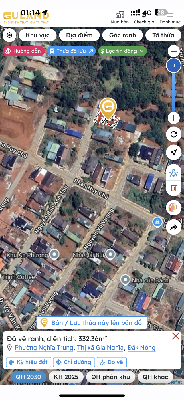 Bán đất 332.4m² ngang 12m giá 1.5 tỷ tại Phường Nghĩa Trung Thị xã Gia Nghĩa