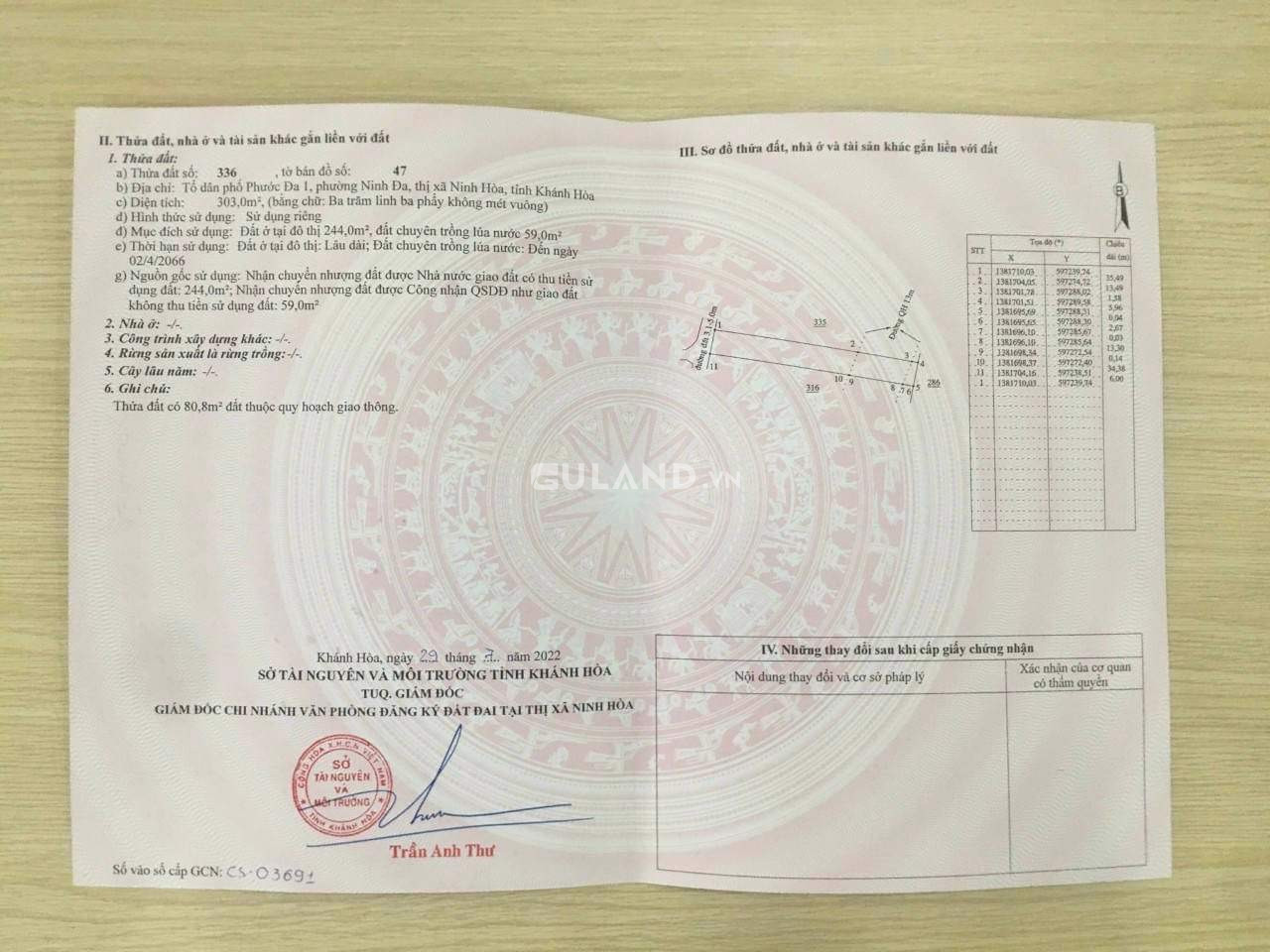 TDP Phước Đa 1 - Ninh Đa - 6x50, qh 2 mặt tiền