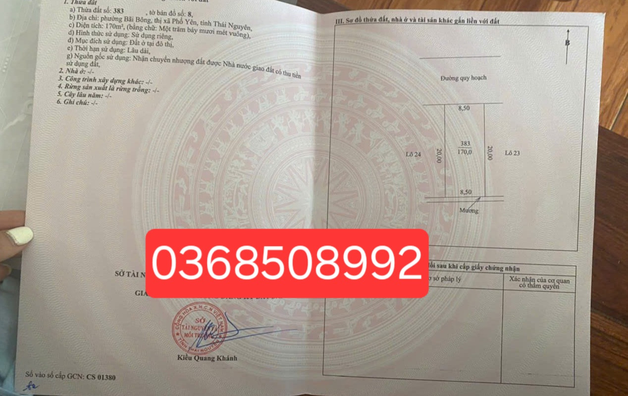 Bán đất 170m² ngang 8,5m giá 2.1 tỷ Phường Phổ Yên
