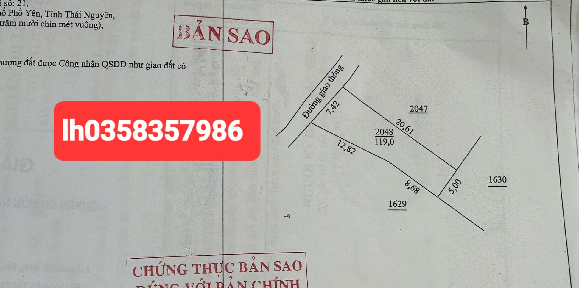 Bán đất 119m² ngang 7.42m giá 620 triệu Phường Phổ Yên