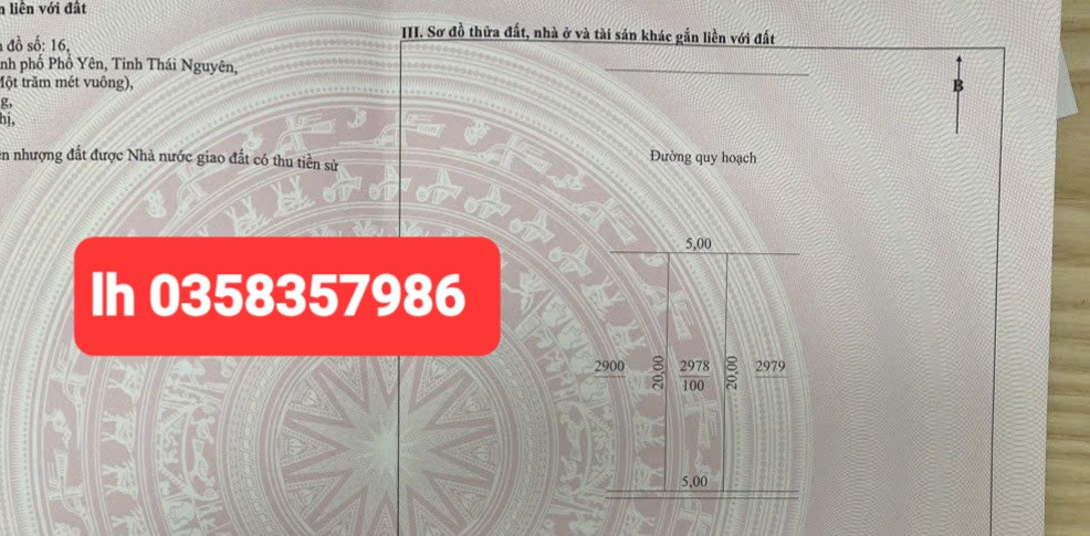 Bán đất 100m² ngang 5m giá 1.45 tỷ Phường Phổ Yên