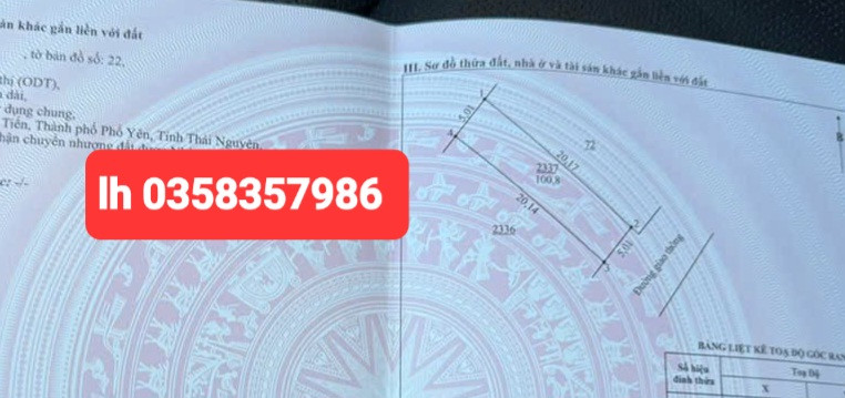 Bán đất 100.8m² ngang 5.01m giá 1.5 tỷ Phường Phổ Yên