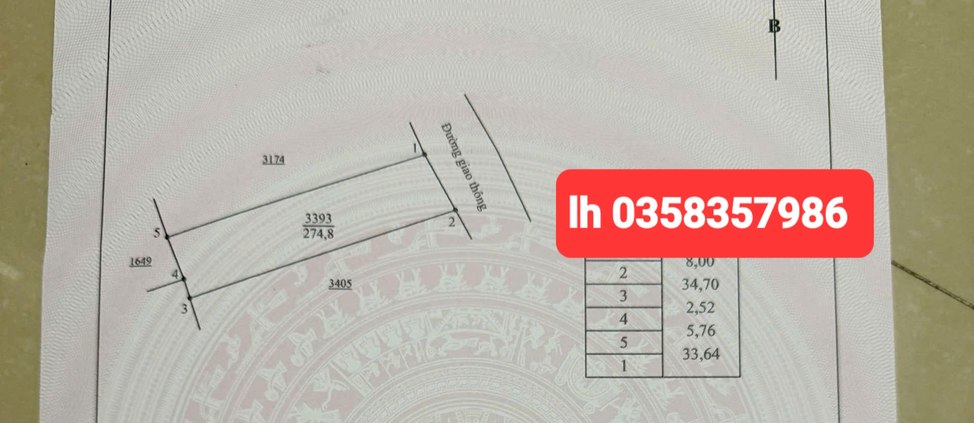 Bán đất 274.8m² ngang 8.28m giá 3.3 tỷ Phường Phổ Yên