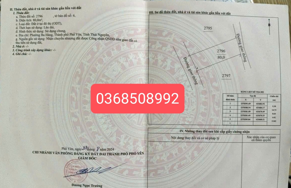 Bán đất 80m² ngang 5,3m giá 680 triệu Phường Phổ Yên