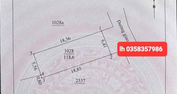 Bán đất 118.6m² full thổ cư ngang 6.41m giá 1.4 tỷ tại Phường Phổ Yên
