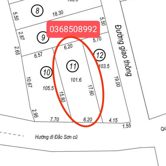 Bán đất 101m² full thổ cư ngang 6,2m giá 1.2 tỷ tại Phường Phổ Yên