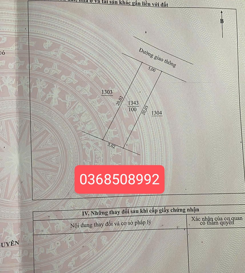 Bán đất 100m² full thổ cư ngang 5m giá 820 triệu tại Phường Phổ Yên