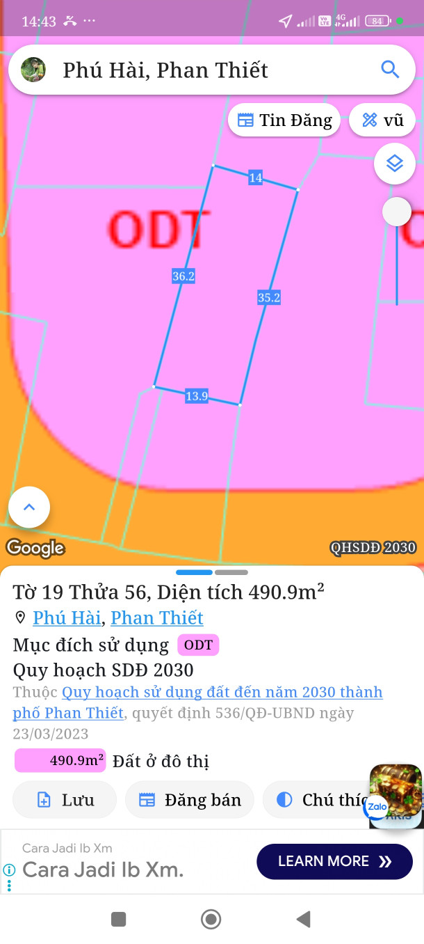 Bán đất 490m² giá 5.8 tỷ tại Phường Phú Hài Thành phố Phan Thiết