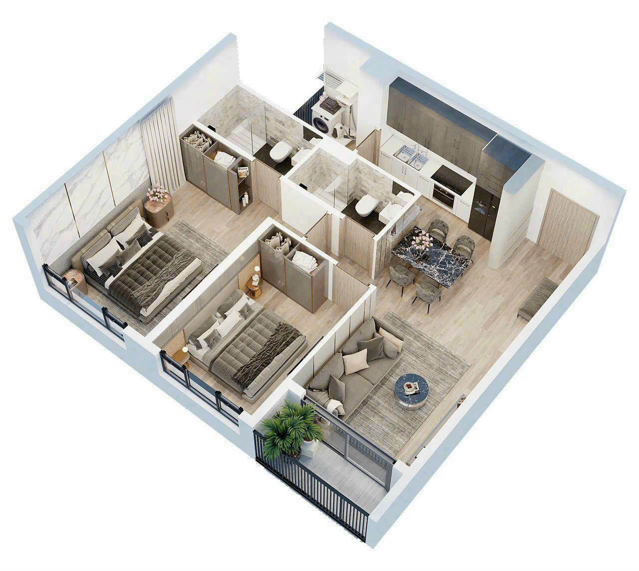 CHUYỂN NHƯỢNG CĂN HỘ 2PN (GÓC) - 77m2 – HAPPY ONE CENTRAL