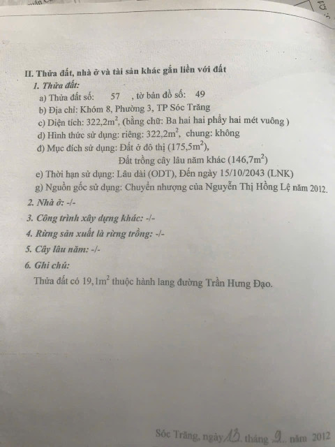 Bán đất Mặt tiền đường Trần hưng đạo chưa tới khách sạn thiên ân thuận lại kho bãi 439.1m² ngang 12.2m giá 13.5 tỷ Phường Phú Lợi