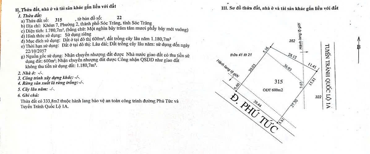 Bán đất Mặt tiền đường Phú Tức 1792.3m² ngang 40m giá 8 tỷ Phường Phú Lợi