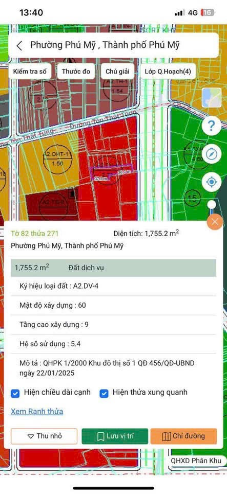 Bán đất 1765.1m² ngang 15.3m giá 4.2 tỷ Phường Phú Mỹ