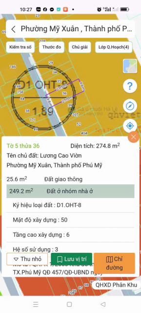 Bán đất 275m² ngang 9.8m giá 2.75 tỷ Phường Phú Mỹ