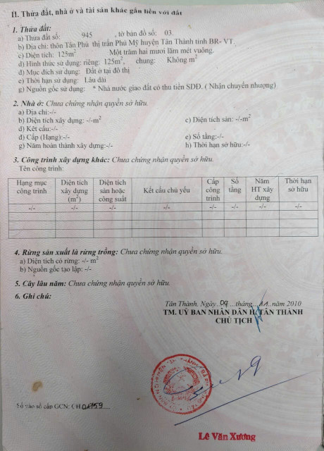 Bán đất 125.7m² ngang 5.0m giá 3.3 tỷ Phường Phú Mỹ