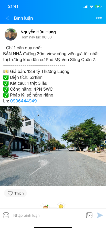 Bán nhà 90m² 13.5 tỷ tại Phường Phú Mỹ Quận 7