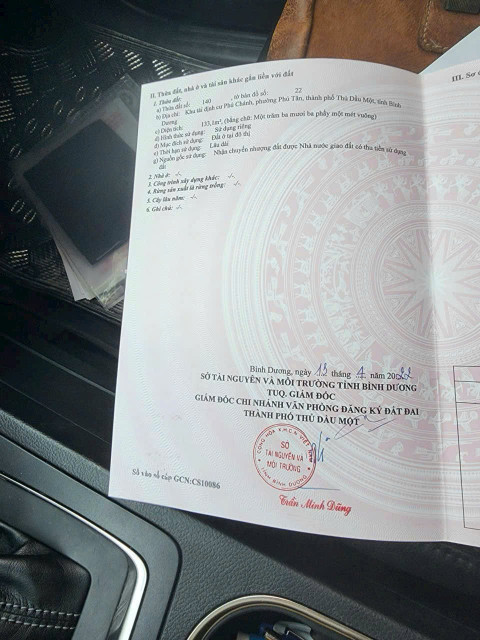 Bán lô đất 133m2 thổ cư 100% xây nhà ở đẹp  ngay Phú Tân Thành phố Thủ Dầu  Một.