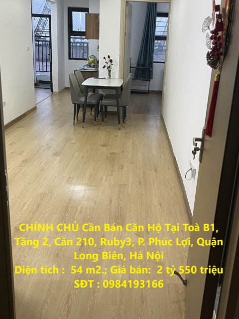 CHÍNH CHỦ Cần Bán Căn Hộ Tại Toà B1, Tầng 2, Căn 210, Ruby3, P. Phúc Lợi, Quận Long Biên, Hà Nội