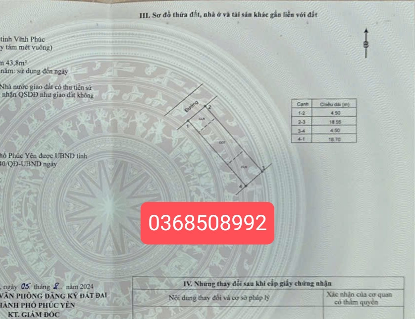Bán đất 83,8m² ngang 4,5m giá 2.15 tỷ Phường Phúc Yên