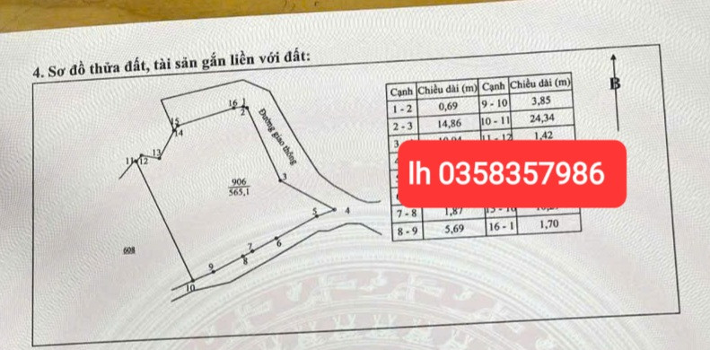 Bán đất 565m² có sẵn 120m² thổ cư ngang 26.5m giá 1.4 tỷ tại Phường Quyết Thắng