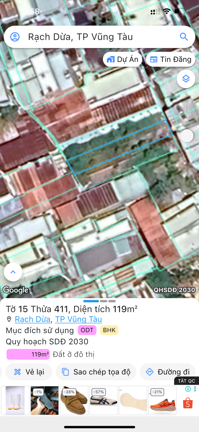 Bán đất 119m² ngang 4,2m giá 3.75 tỷ Phường Rạch Dừa