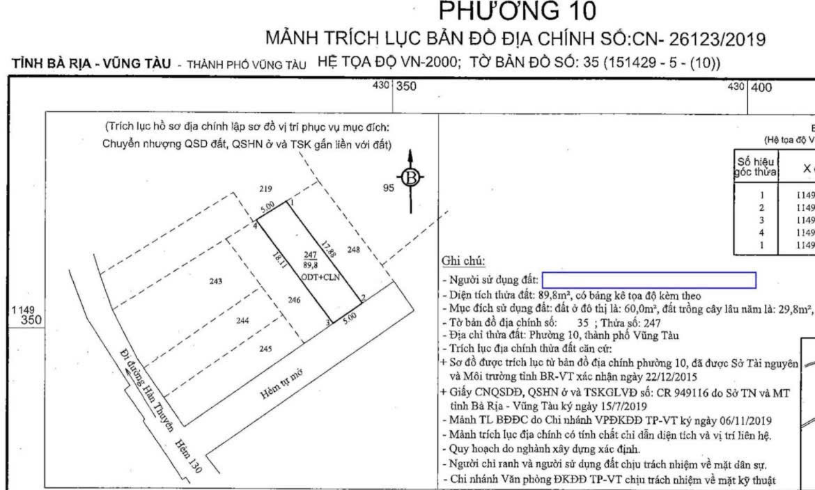 Bán đất 89.8m² ngang 5m giá 4.5 tỷ Phường Rạch Dừa