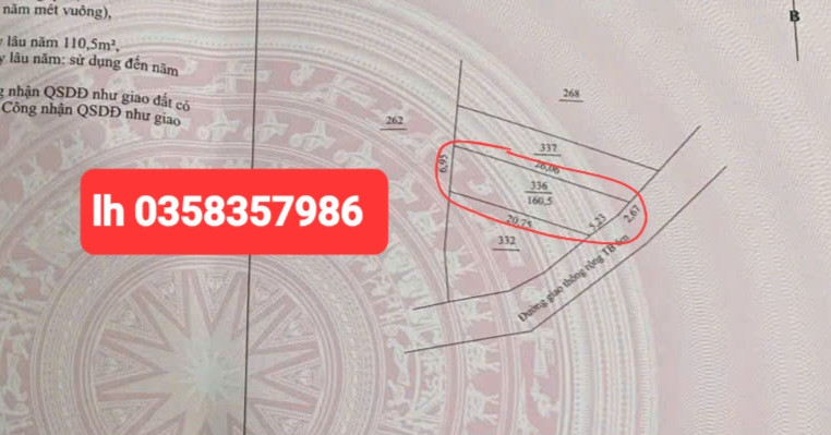 Bán đất 160.5m² ngang 6.95m giá 800 triệu Phường Sông Công