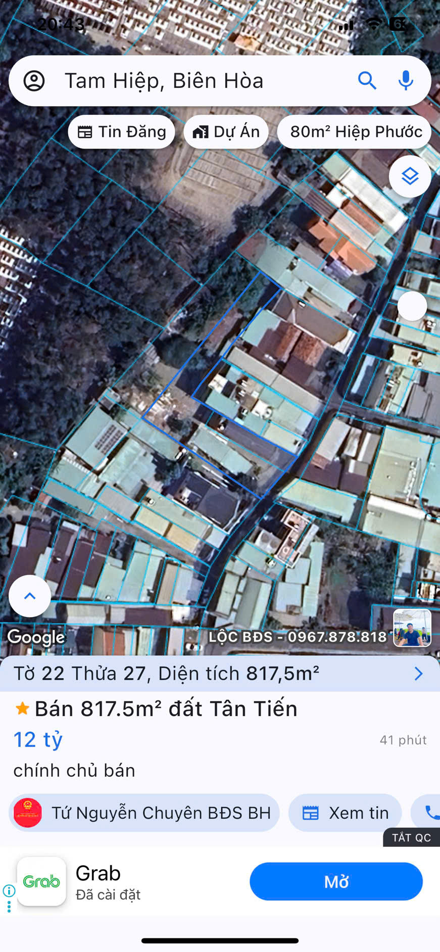 Bán đất 817.5m² giá 12 tỷ Phường Tam Hiệp