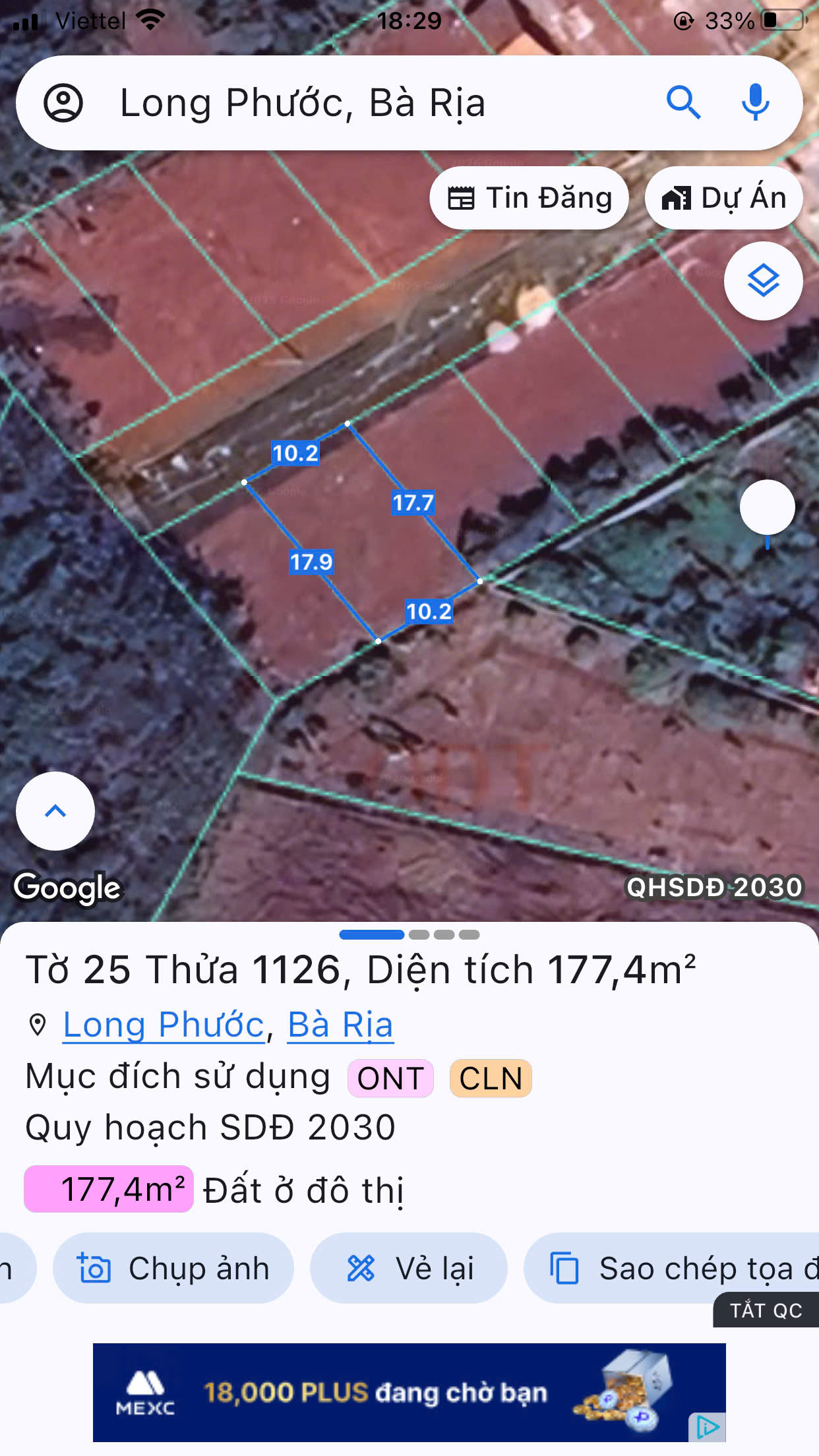 Bán đất 175m² full thổ cư ngang 10.2m giá 1.45 tỷ tại Phường Tam Long